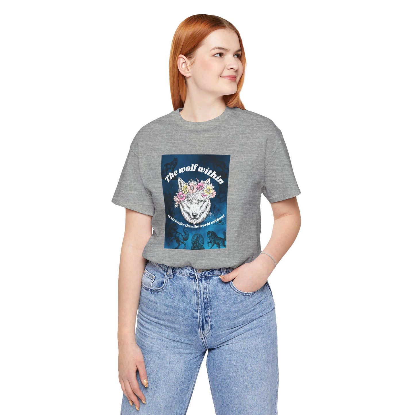 Wolf Within T‑Shirt — 'The wolf within' Floral Wolf Graphic Tee