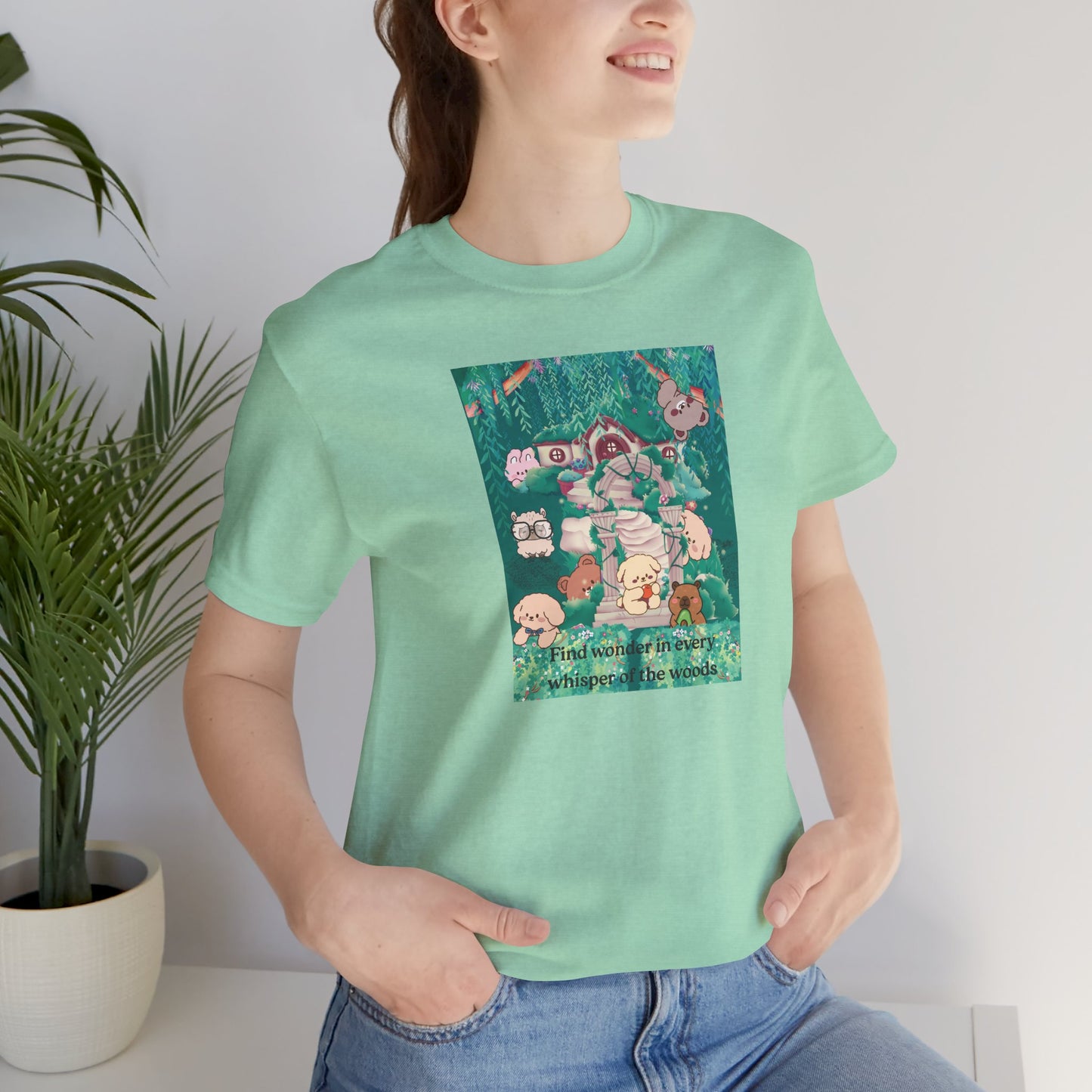 T-Shirt — 'Find Wonder in Every Whisper of the Woods' Cute Forest Animals Graphic Tee