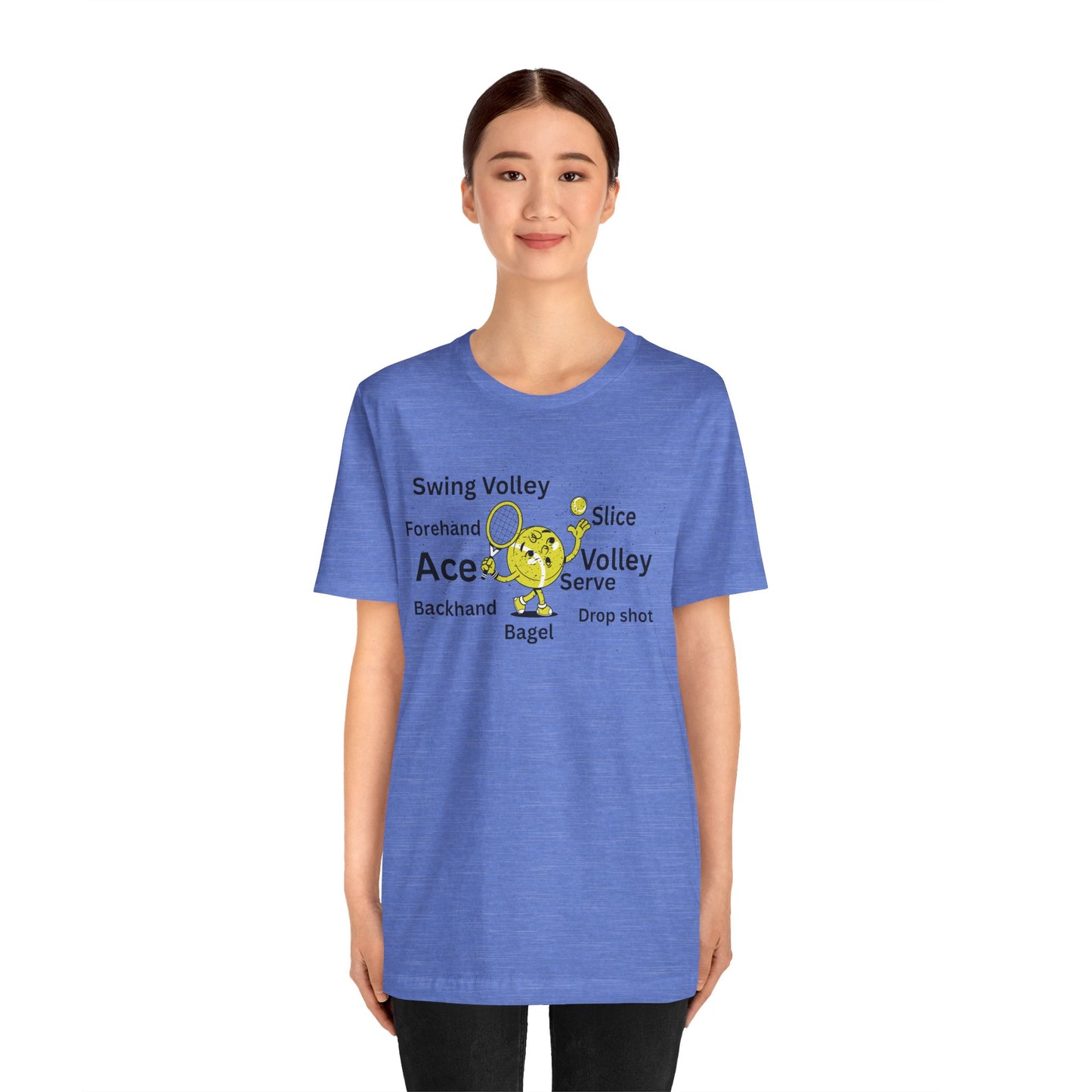 Tennis Ace Graphic Tee — Cute Tennis Ball Illustration with Terms (Ace, Volley, Serve)