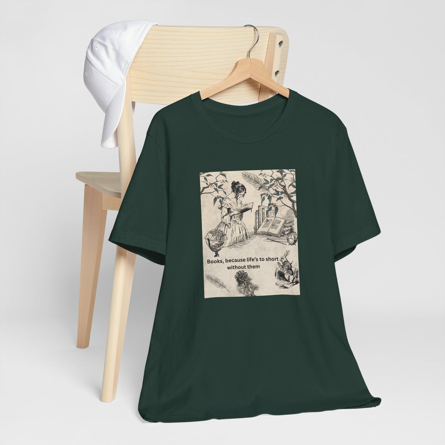 Vintage Reading Tee — "Books, because life’s too short without them"