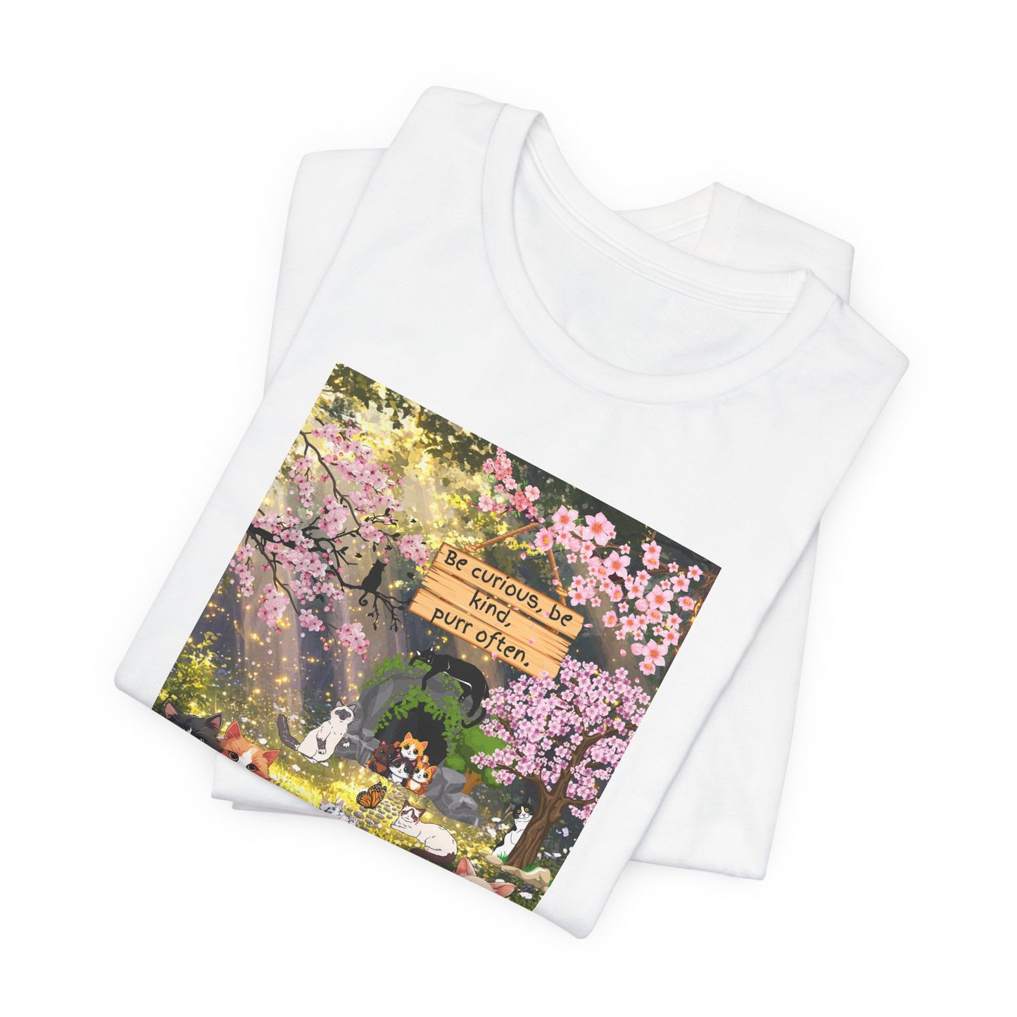 T-Shirt — Spring Dog Park Scene with 'Be Curious Not Critical' Quote