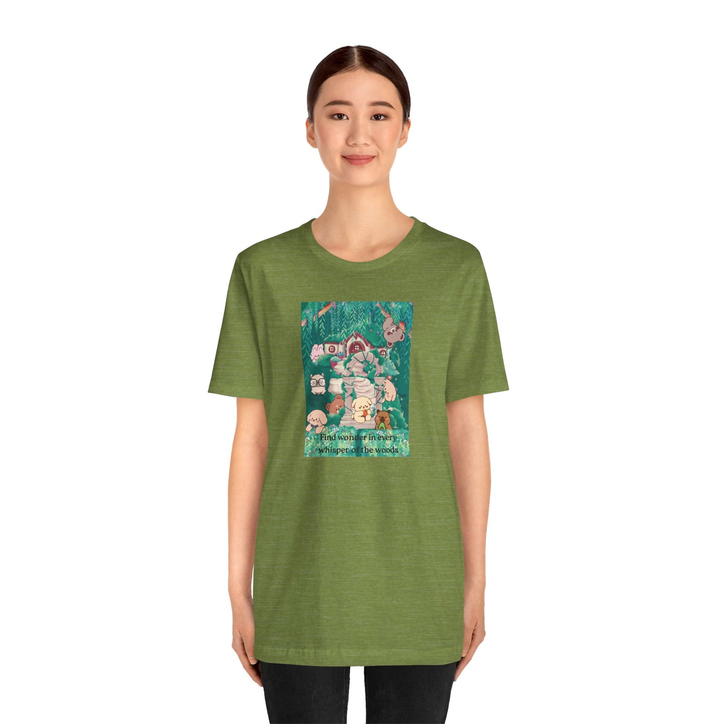 T-Shirt — 'Find Wonder in Every Whisper of the Woods' Cute Forest Animals Graphic Tee