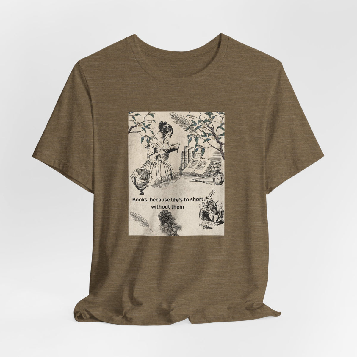 Vintage Reading Tee — "Books, because life’s too short without them"