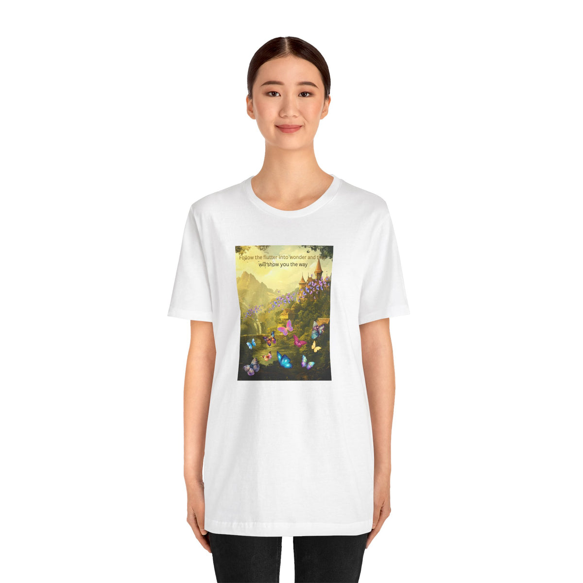 Inspirational Butterfly Tee — "Follow the Path You Were Meant to Walk" Scenic Graphic Shirt