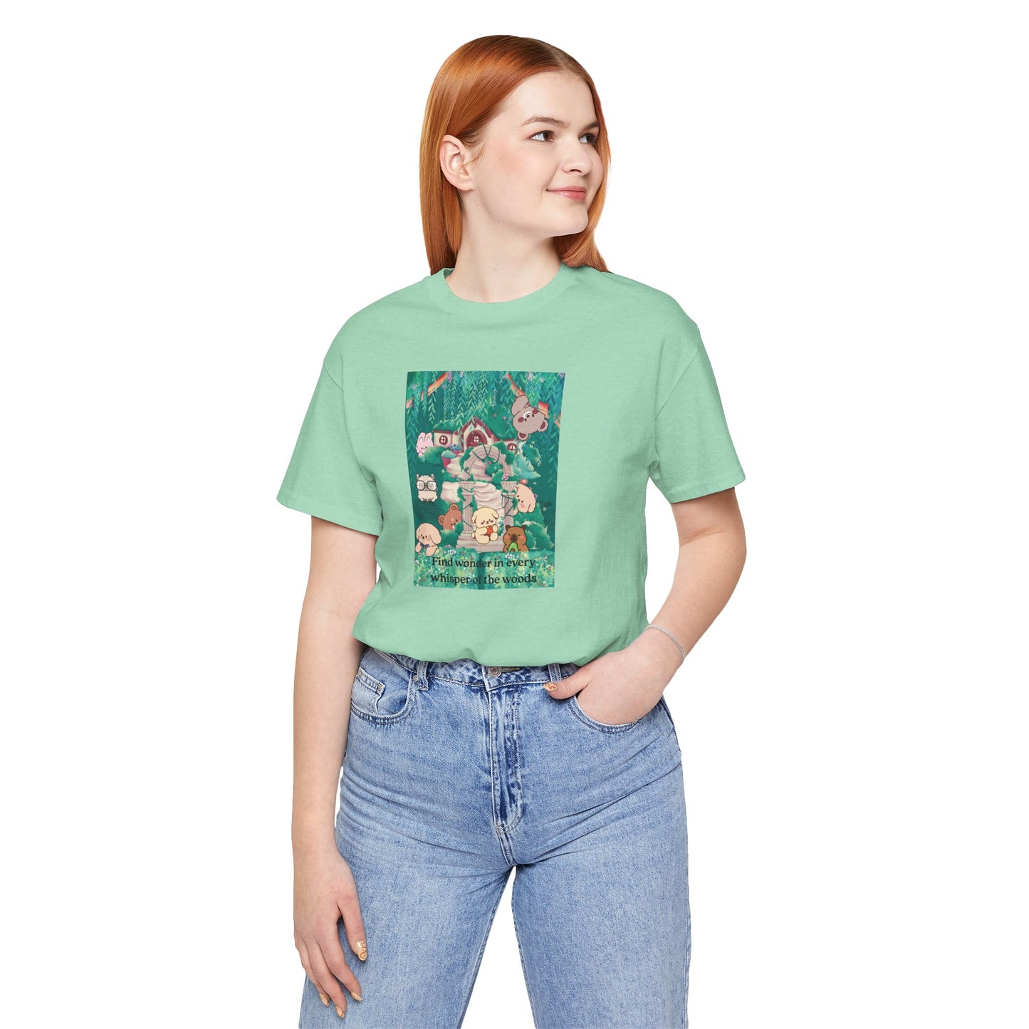 T-Shirt — 'Find Wonder in Every Whisper of the Woods' Cute Forest Animals Graphic Tee