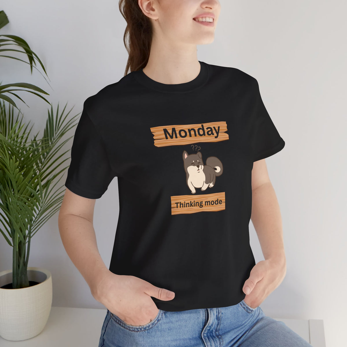 Monday Thinking Mode T-Shirt — Cute Shiba Inu Graphic Tee