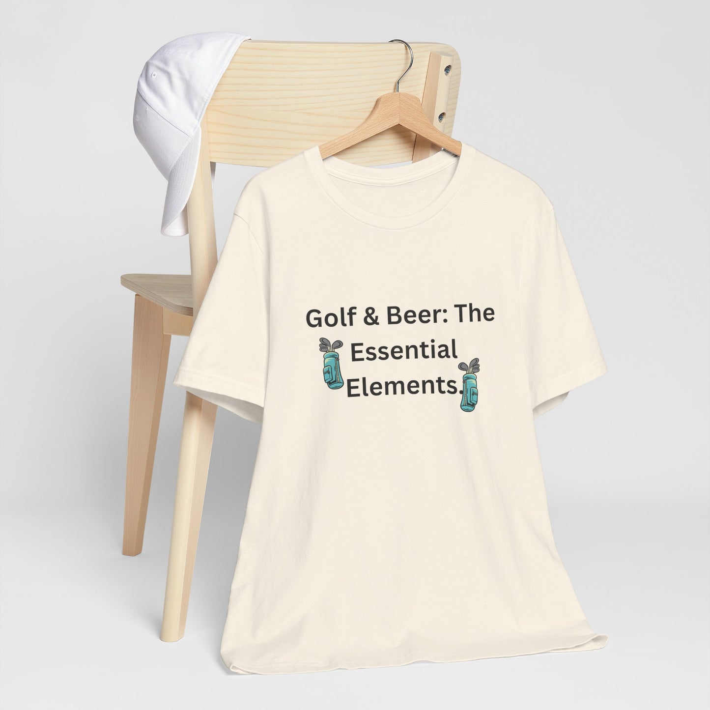 Golf & Beer T-Shirt — "Golf & Beer: The Essential Elements" Casual Graphic Tee for Golfers