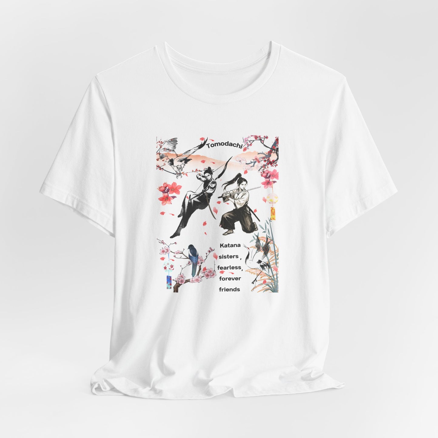 Samurai Cherry Blossom Tee — Katana Warriors Floral Graphic Shirt