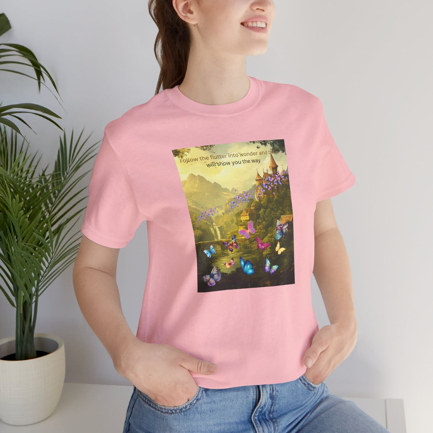 Inspirational Butterfly Tee — "Follow the Path You Were Meant to Walk" Scenic Graphic Shirt