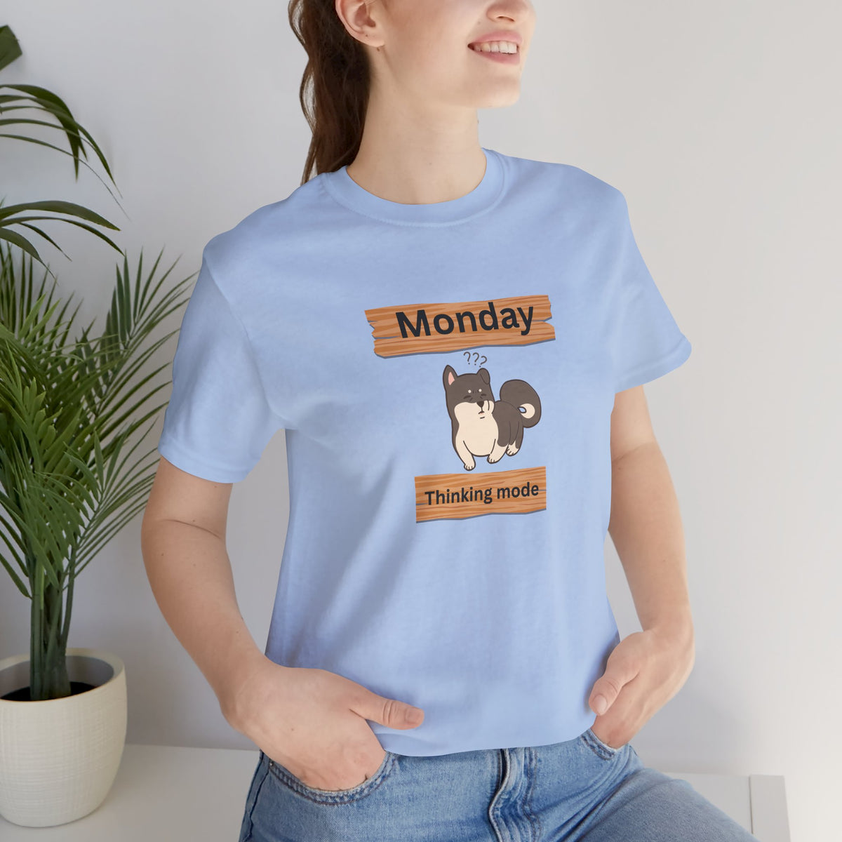Monday Thinking Mode T-Shirt — Cute Shiba Inu Graphic Tee