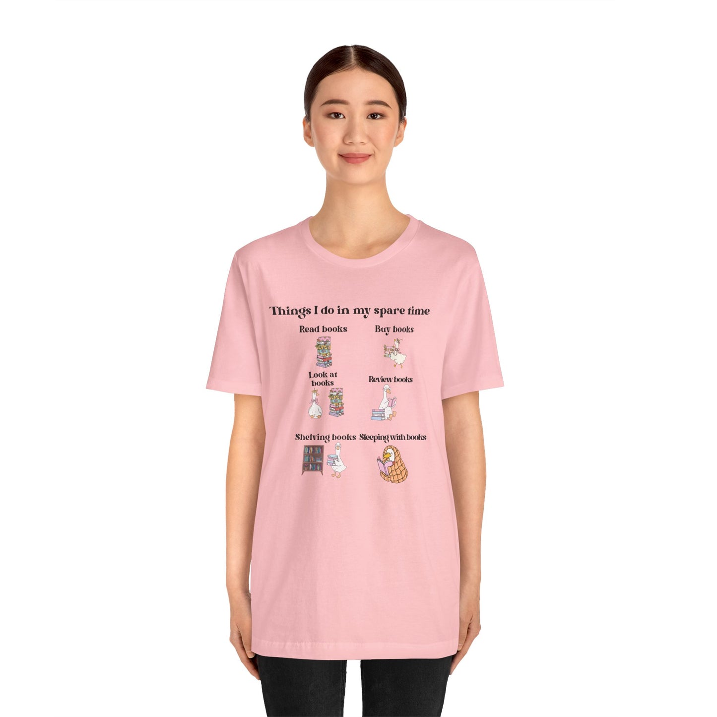 Book Lover T‑Shirt — "Things I Do in My Spare Time" Illustrated Reading Checklist