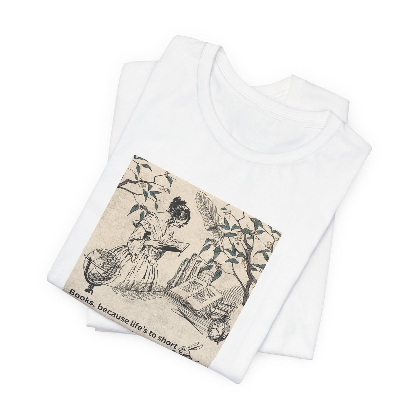 Vintage Reading Tee — "Books, because life’s too short without them"