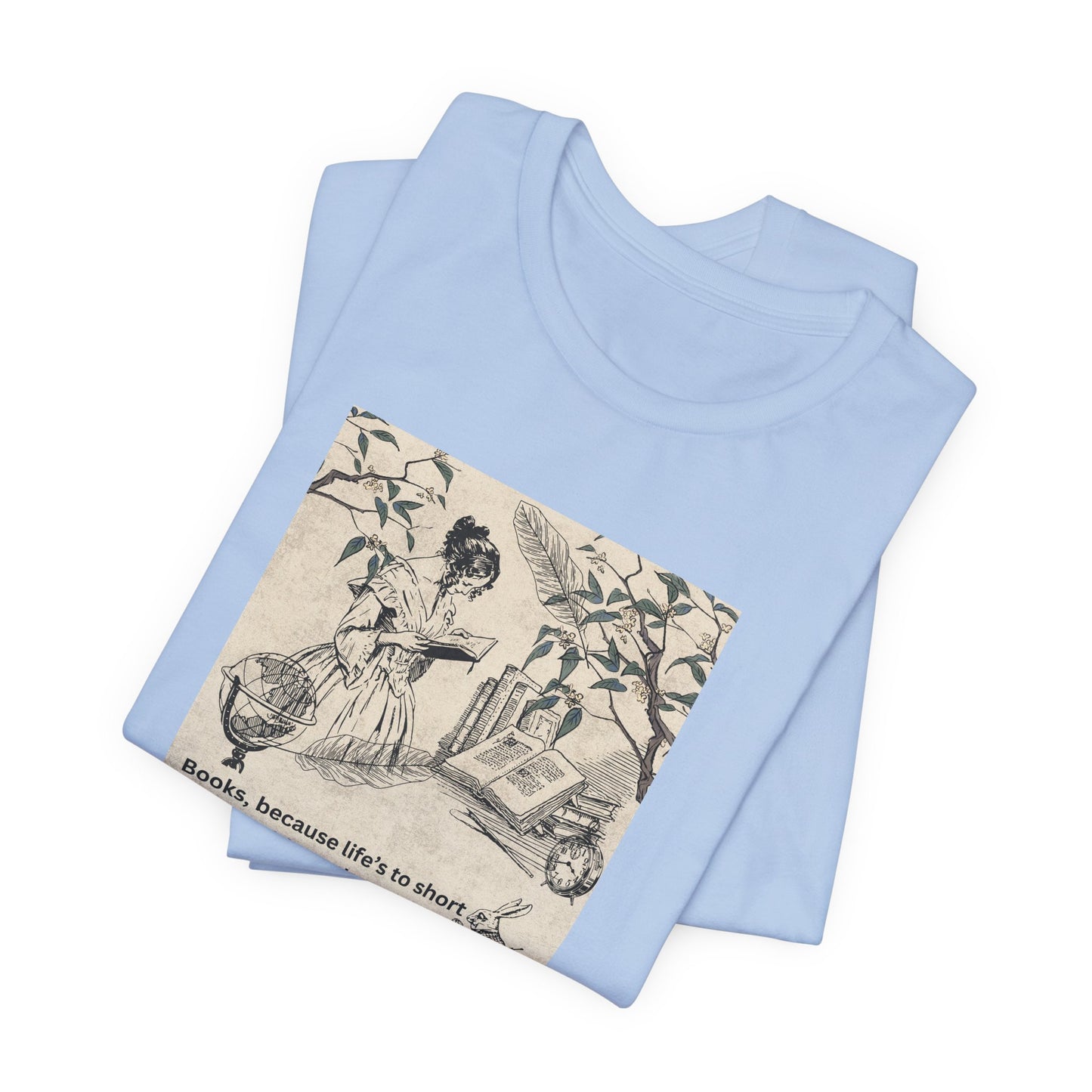 Vintage Reading Tee — "Books, because life’s too short without them"