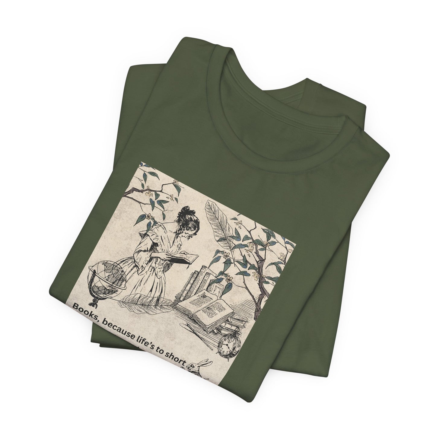 Vintage Reading Tee — "Books, because life’s too short without them"