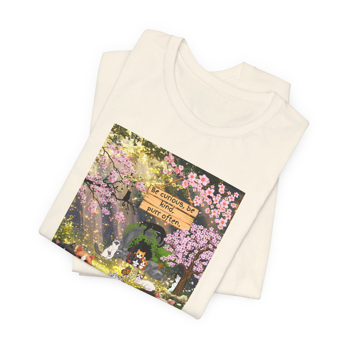 T-Shirt — Spring Dog Park Scene with 'Be Curious Not Critical' Quote