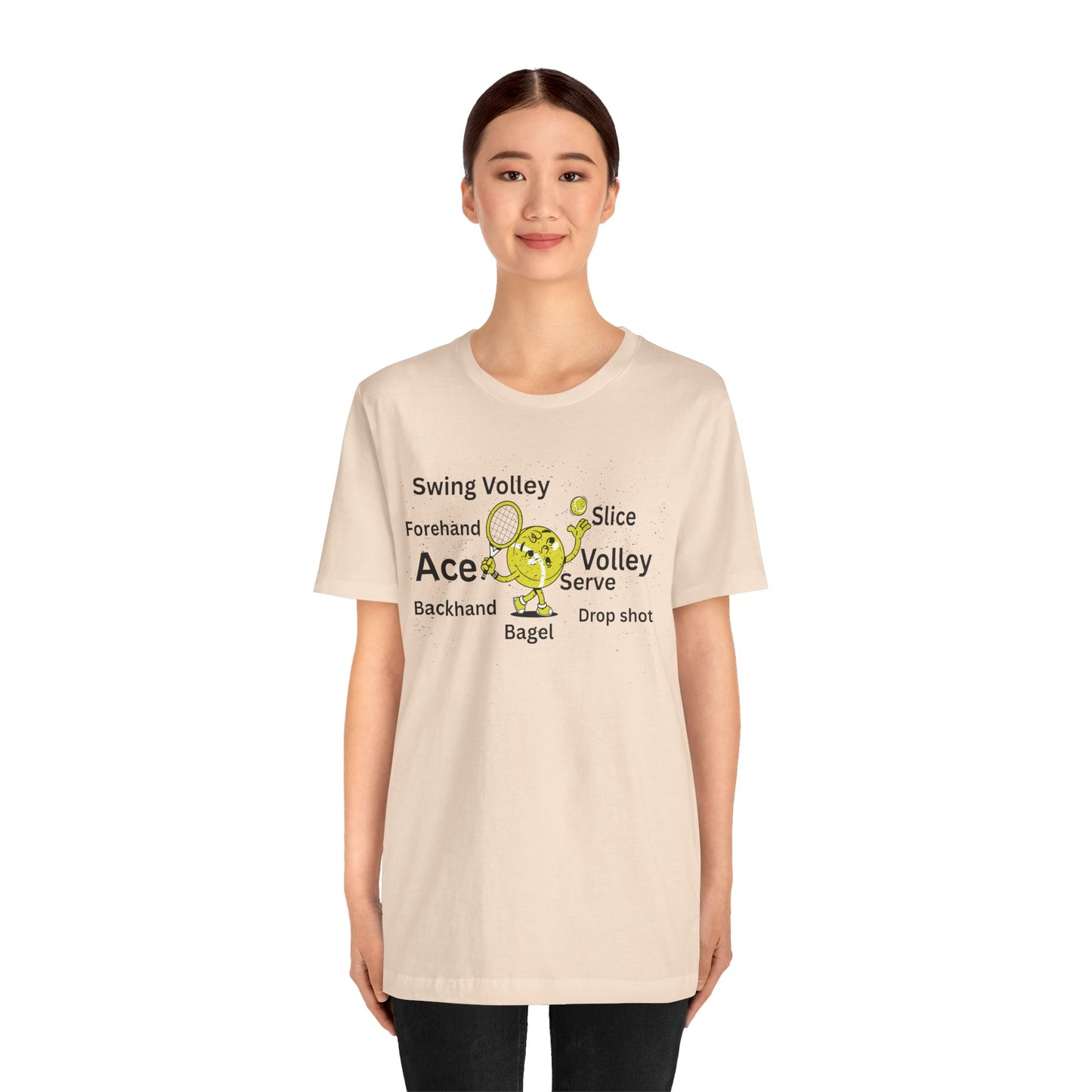 Tennis Ace Graphic Tee — Cute Tennis Ball Illustration with Terms (Ace, Volley, Serve)