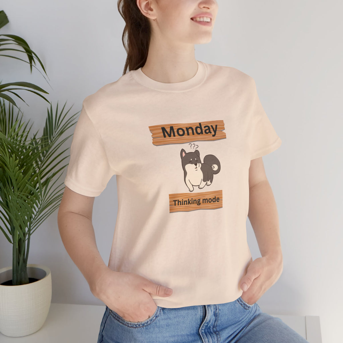 Monday Thinking Mode T-Shirt — Cute Shiba Inu Graphic Tee