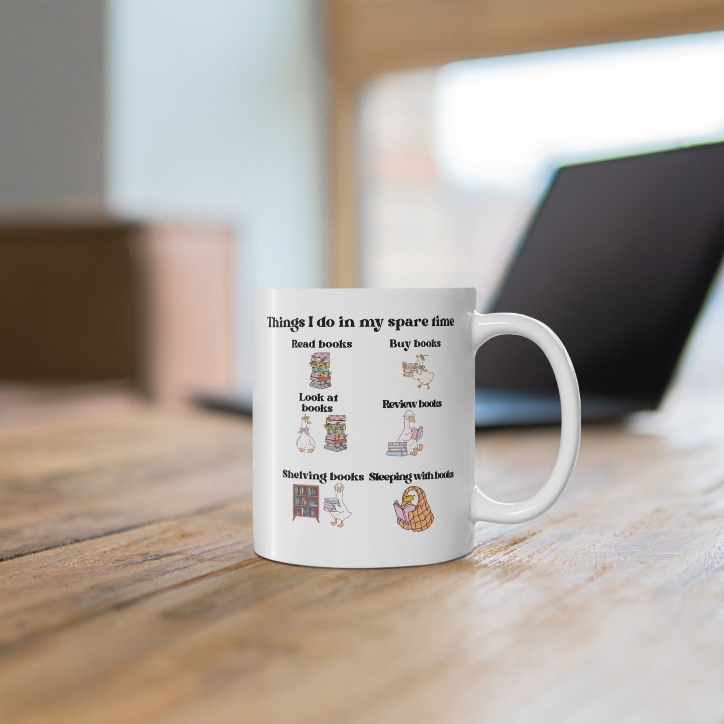 Book Lover Mug – "Things I Do in My Spare Time" 11oz Coffee Cup
