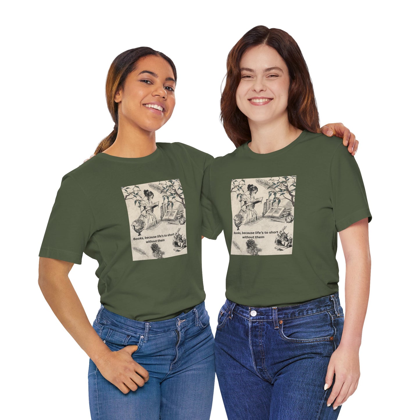 Vintage Reading Tee — "Books, because life’s too short without them"