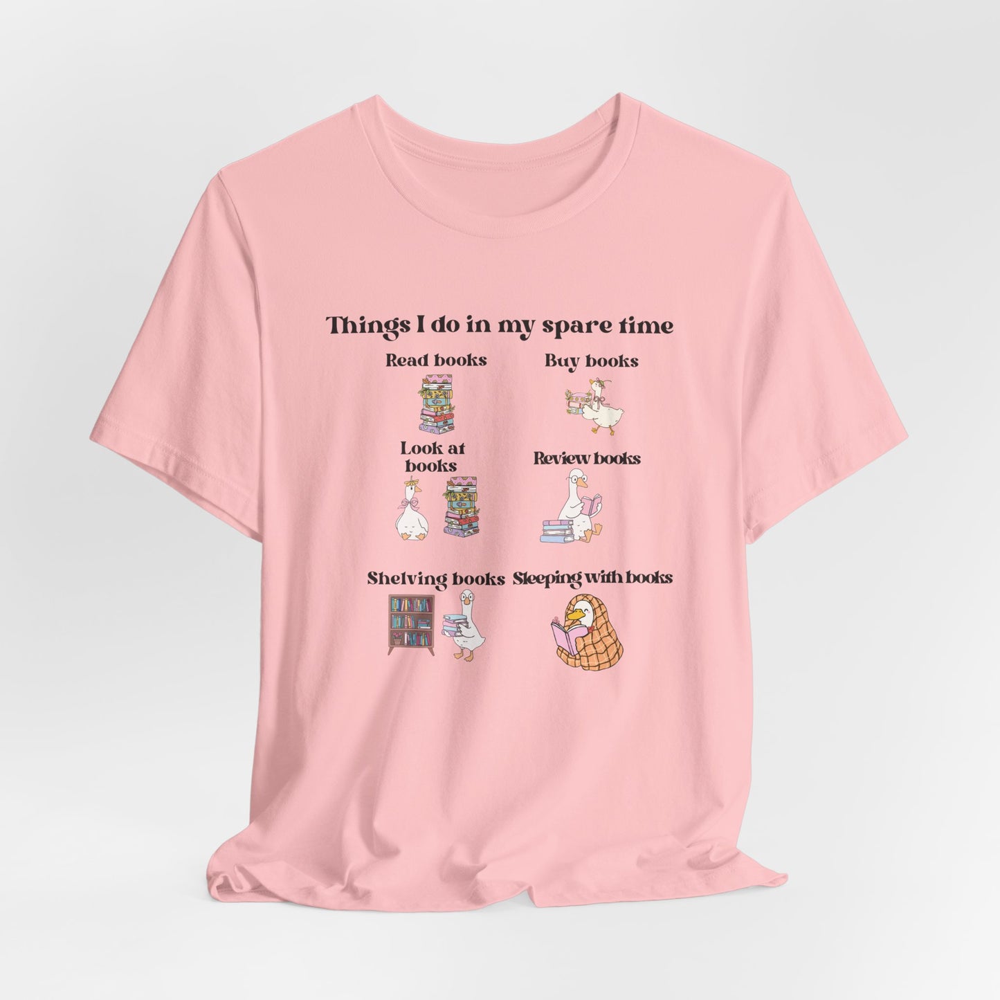 Book Lover T‑Shirt — "Things I Do in My Spare Time" Illustrated Reading Checklist