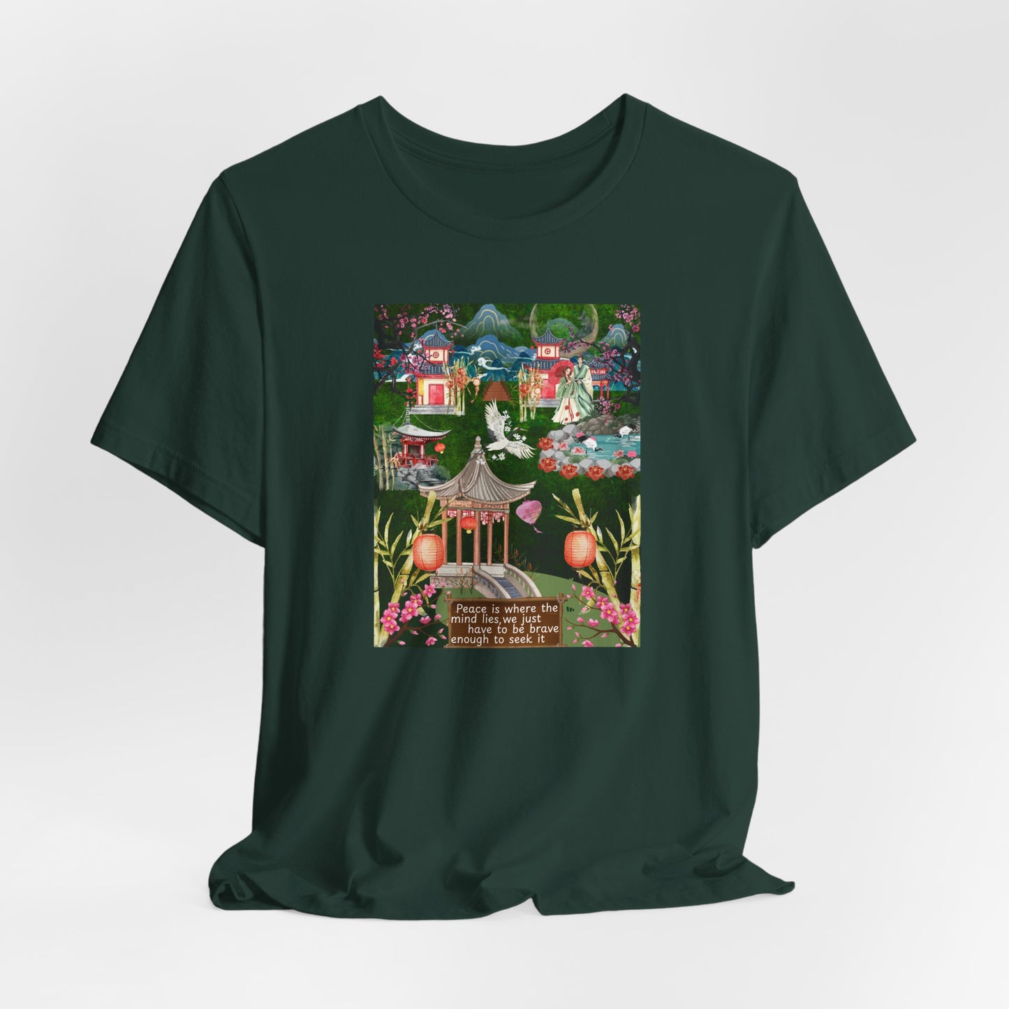 Japanese Garden Graphic Tee — Peaceful Pagoda & Lantern Art T-Shirt