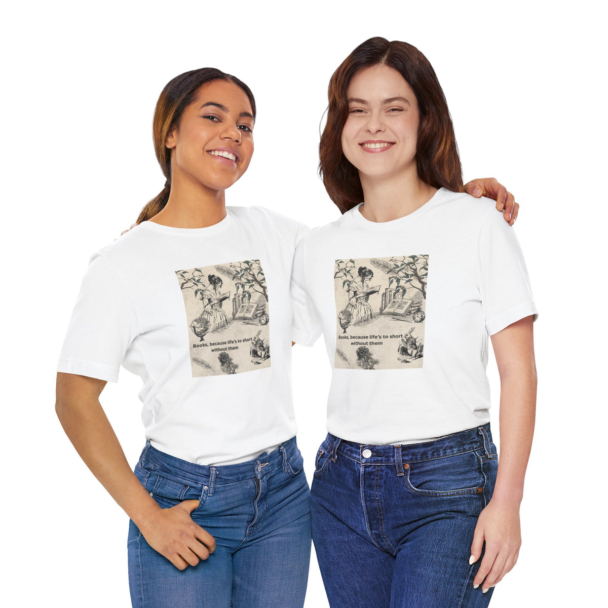 Vintage Reading Tee — "Books, because life’s too short without them"