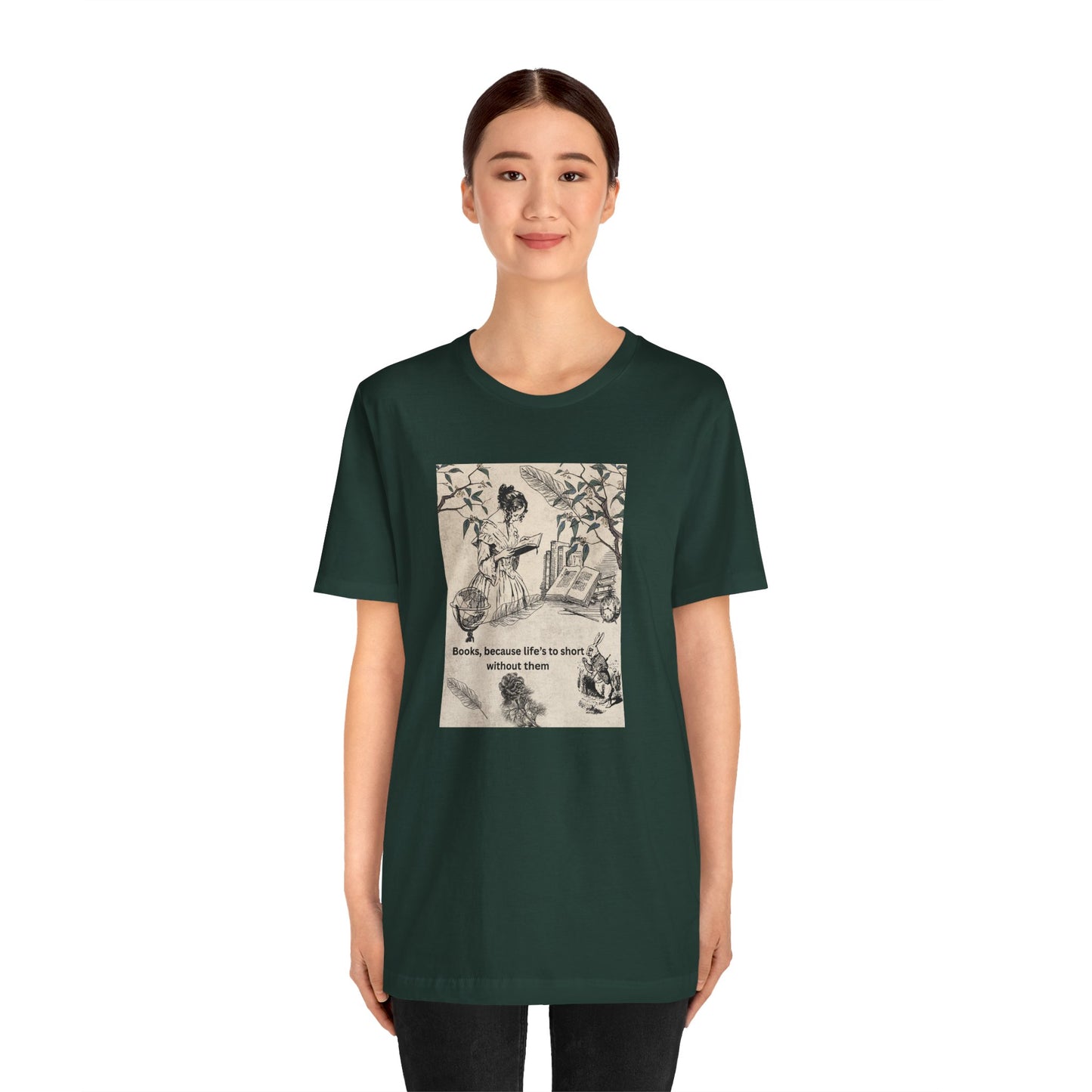 Vintage Reading Tee — "Books, because life’s too short without them"
