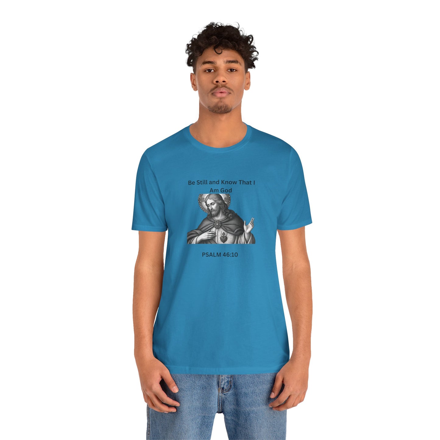 Religious T-Shirt — "Be Still and Know That I Am God" Psalm 46:10 Black and White Graphic Tee