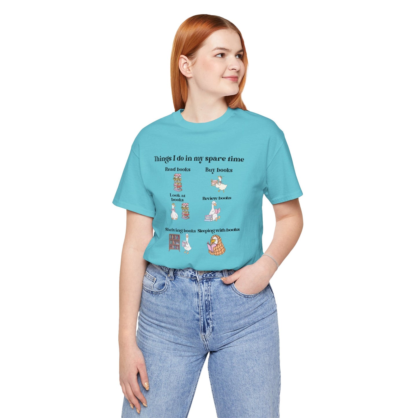 Book Lover T‑Shirt — "Things I Do in My Spare Time" Illustrated Reading Checklist