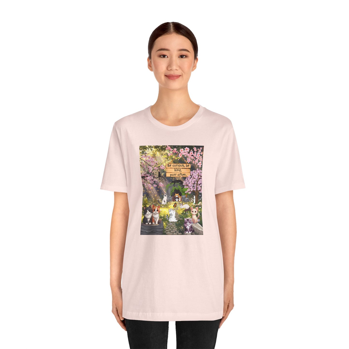 T-Shirt — Spring Dog Park Scene with 'Be Curious Not Critical' Quote