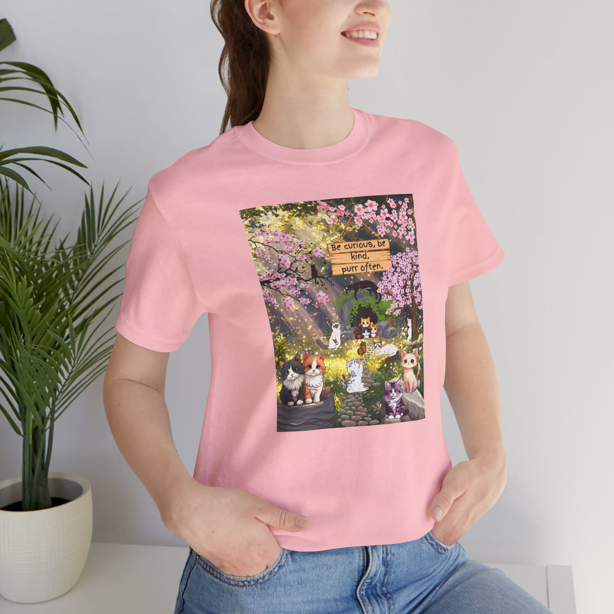 T-Shirt — Spring Dog Park Scene with 'Be Curious Not Critical' Quote