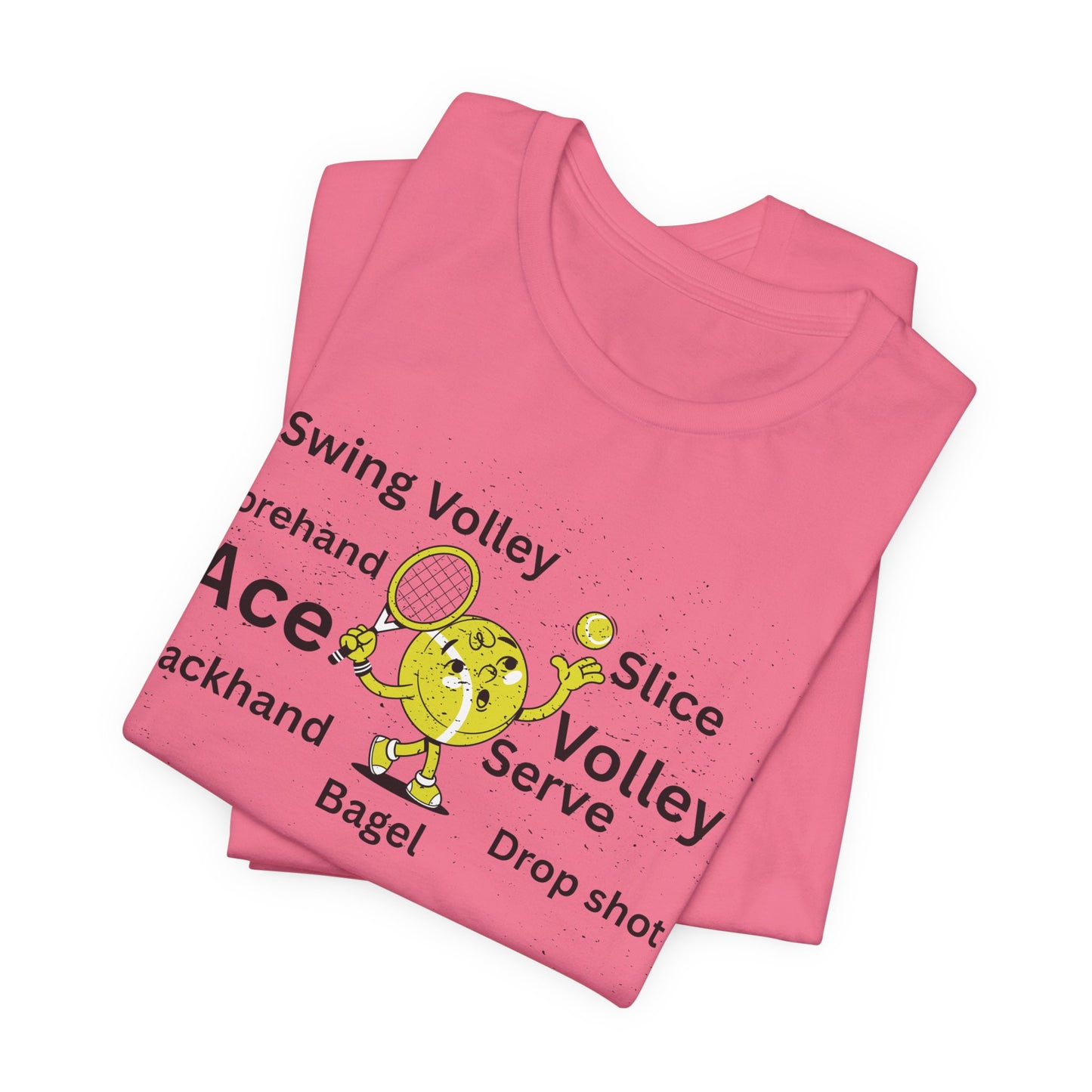 Tennis Ace Graphic Tee — Cute Tennis Ball Illustration with Terms (Ace, Volley, Serve)