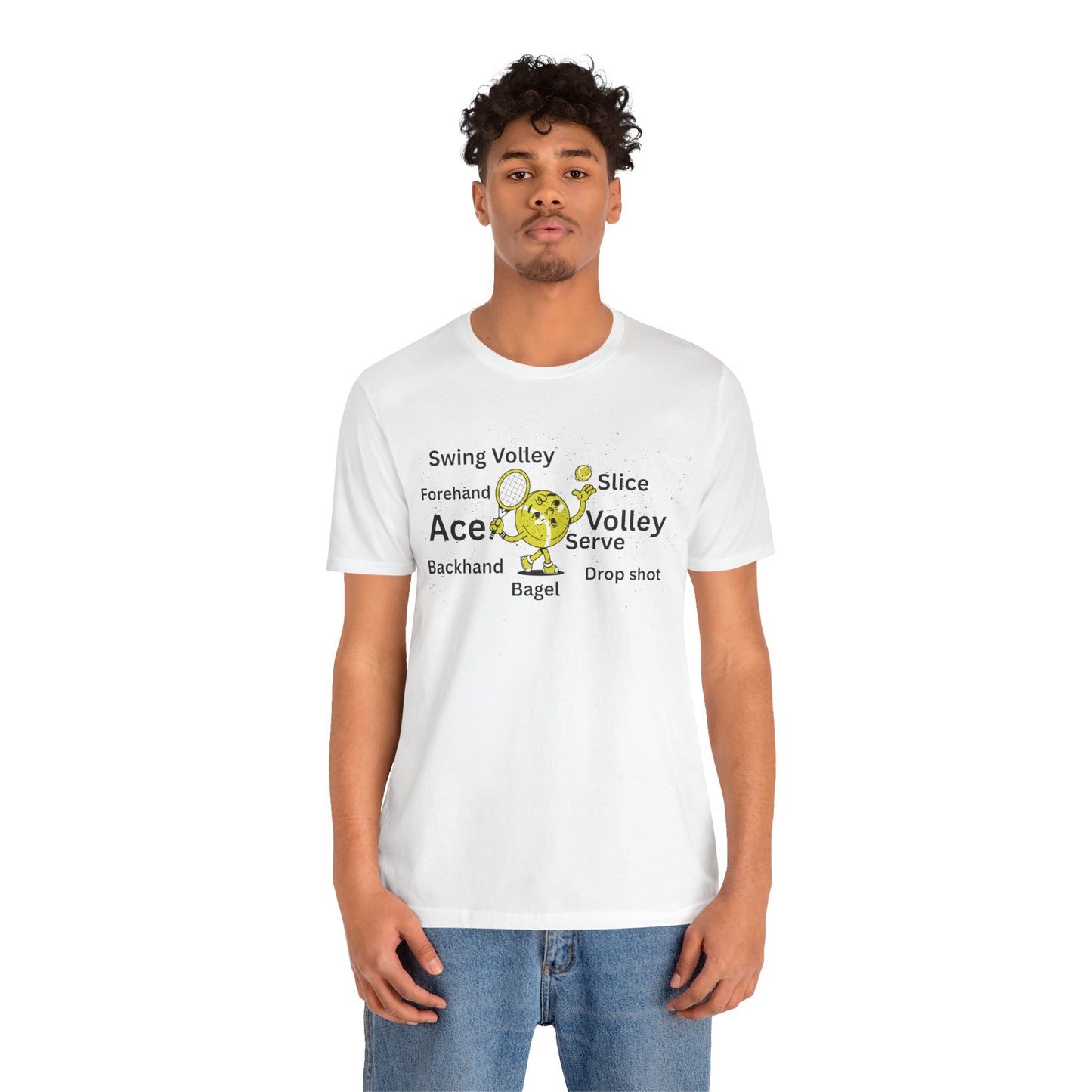 Tennis Ace Graphic Tee — Cute Tennis Ball Illustration with Terms (Ace, Volley, Serve)