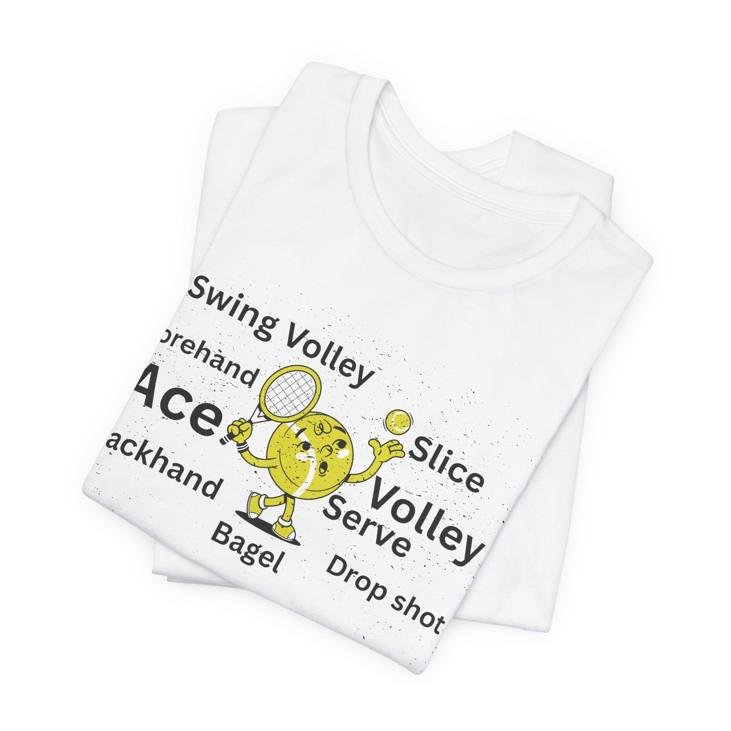 Tennis Ace Graphic Tee — Cute Tennis Ball Illustration with Terms (Ace, Volley, Serve)