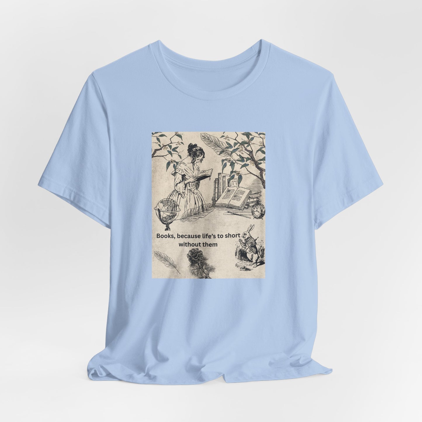 Vintage Reading Tee — "Books, because life’s too short without them"