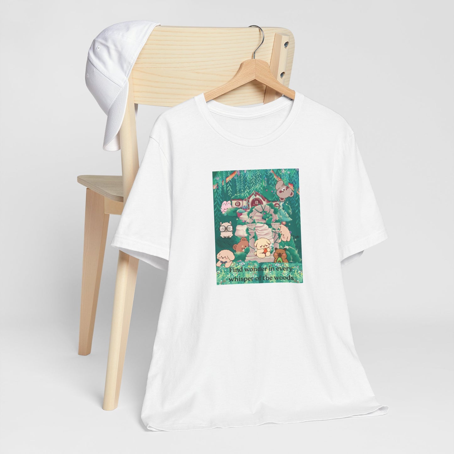 T-Shirt — 'Find Wonder in Every Whisper of the Woods' Cute Forest Animals Graphic Tee