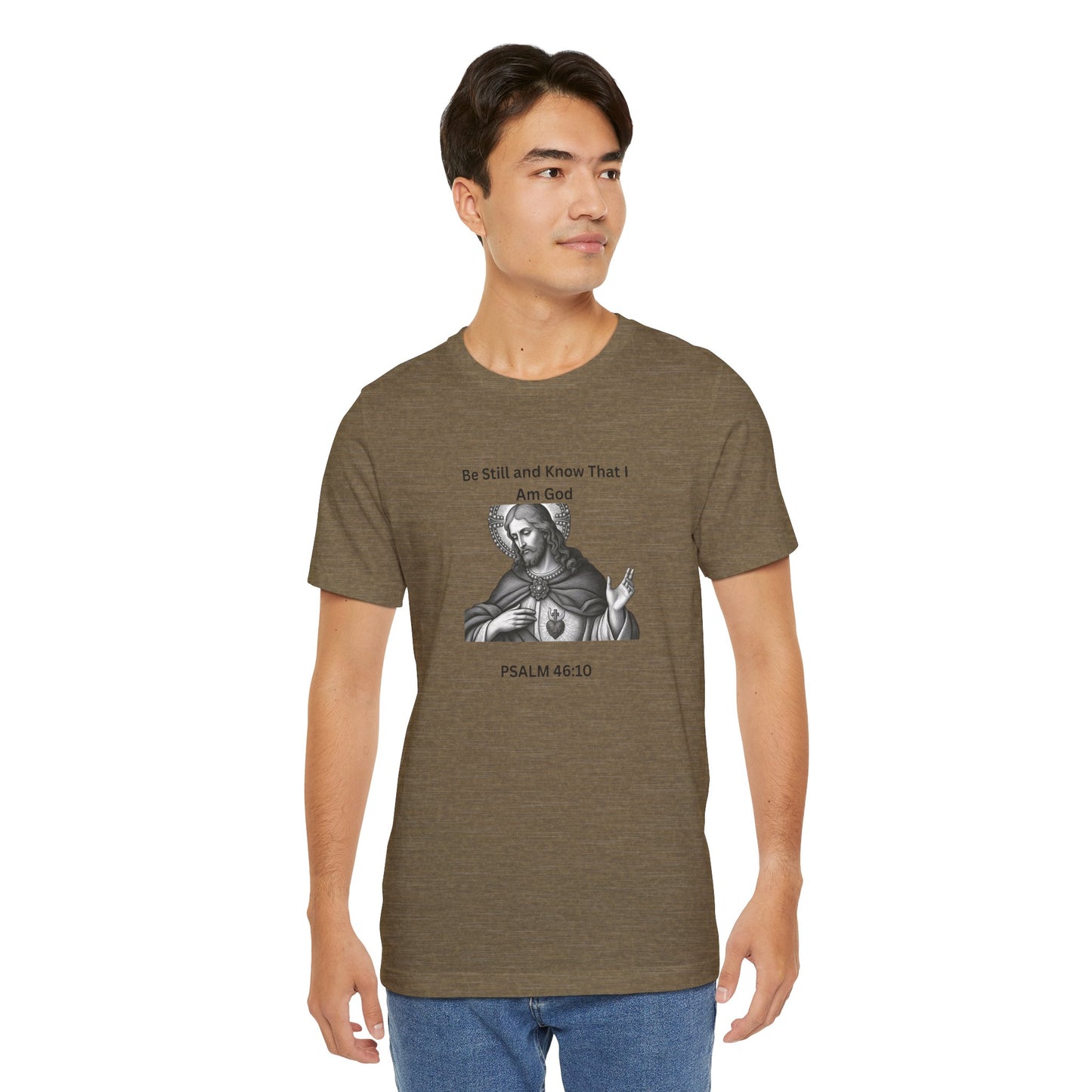 Religious T-Shirt — "Be Still and Know That I Am God" Psalm 46:10 Black and White Graphic Tee