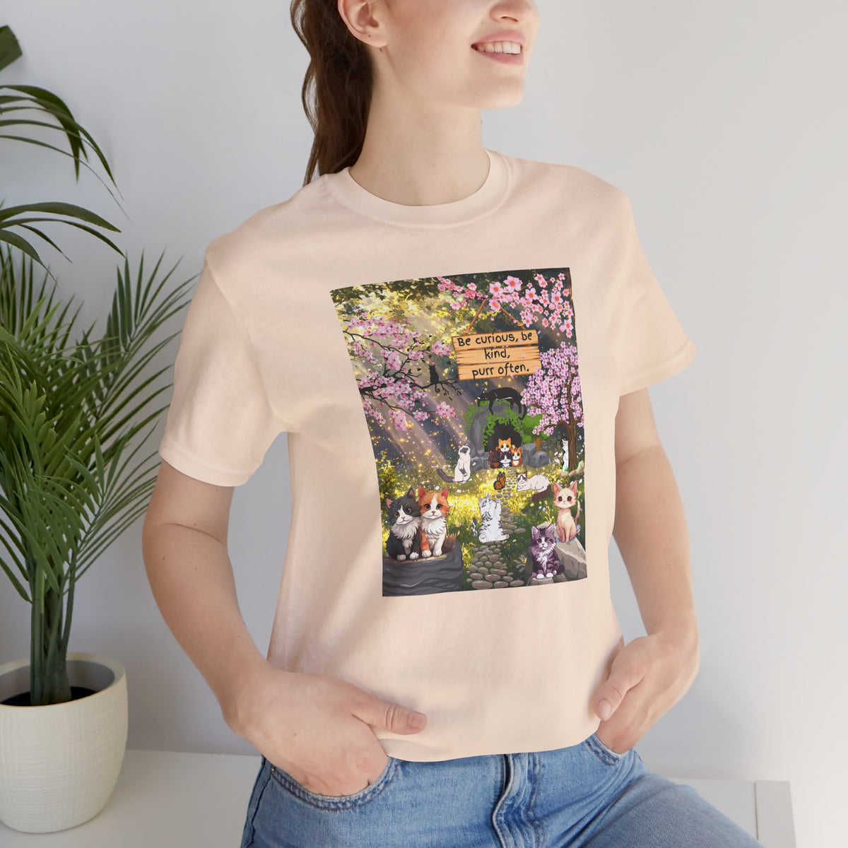 T-Shirt — Spring Dog Park Scene with 'Be Curious Not Critical' Quote