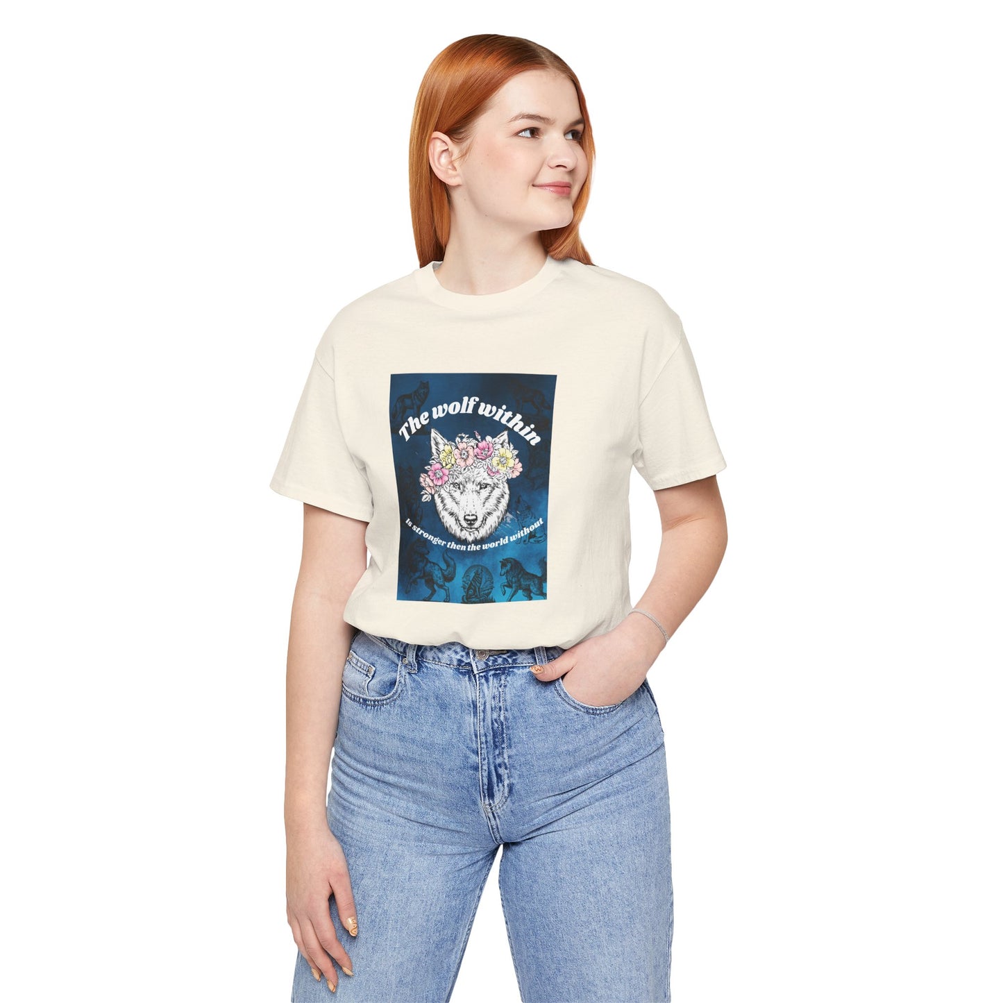 Wolf Within T‑Shirt — 'The wolf within' Floral Wolf Graphic Tee