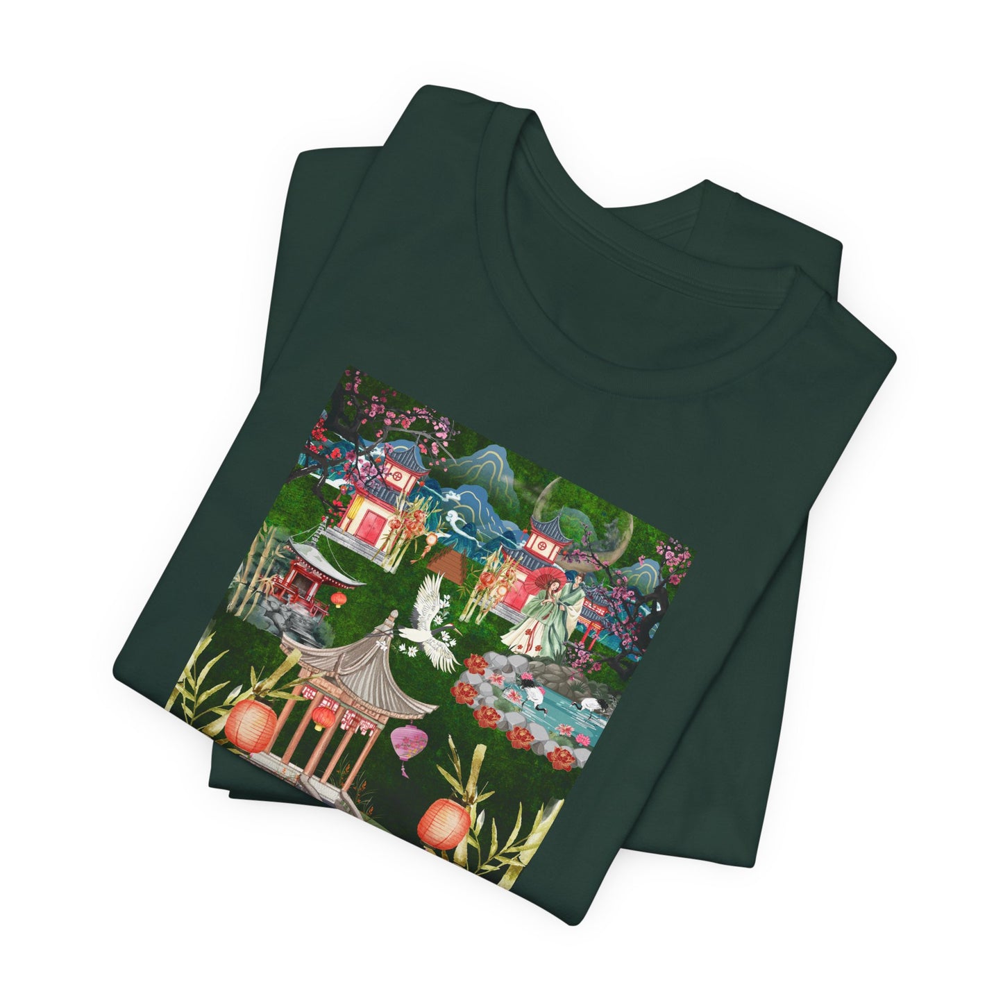 Japanese Garden Graphic Tee — Peaceful Pagoda & Lantern Art T-Shirt