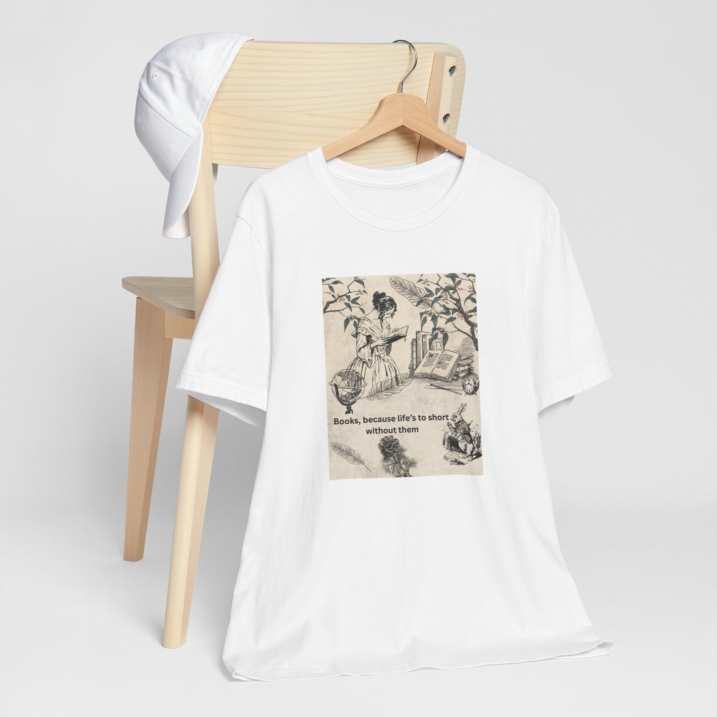 Vintage Reading Tee — "Books, because life’s too short without them"