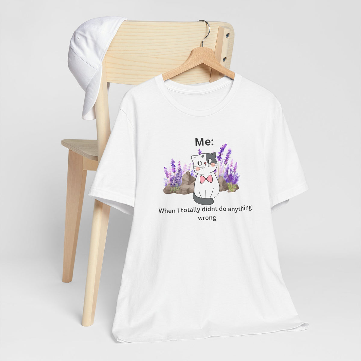 Cute Cat Tee — “Me: When I totally didn’t do anything wrong” Graphic T-Shirt