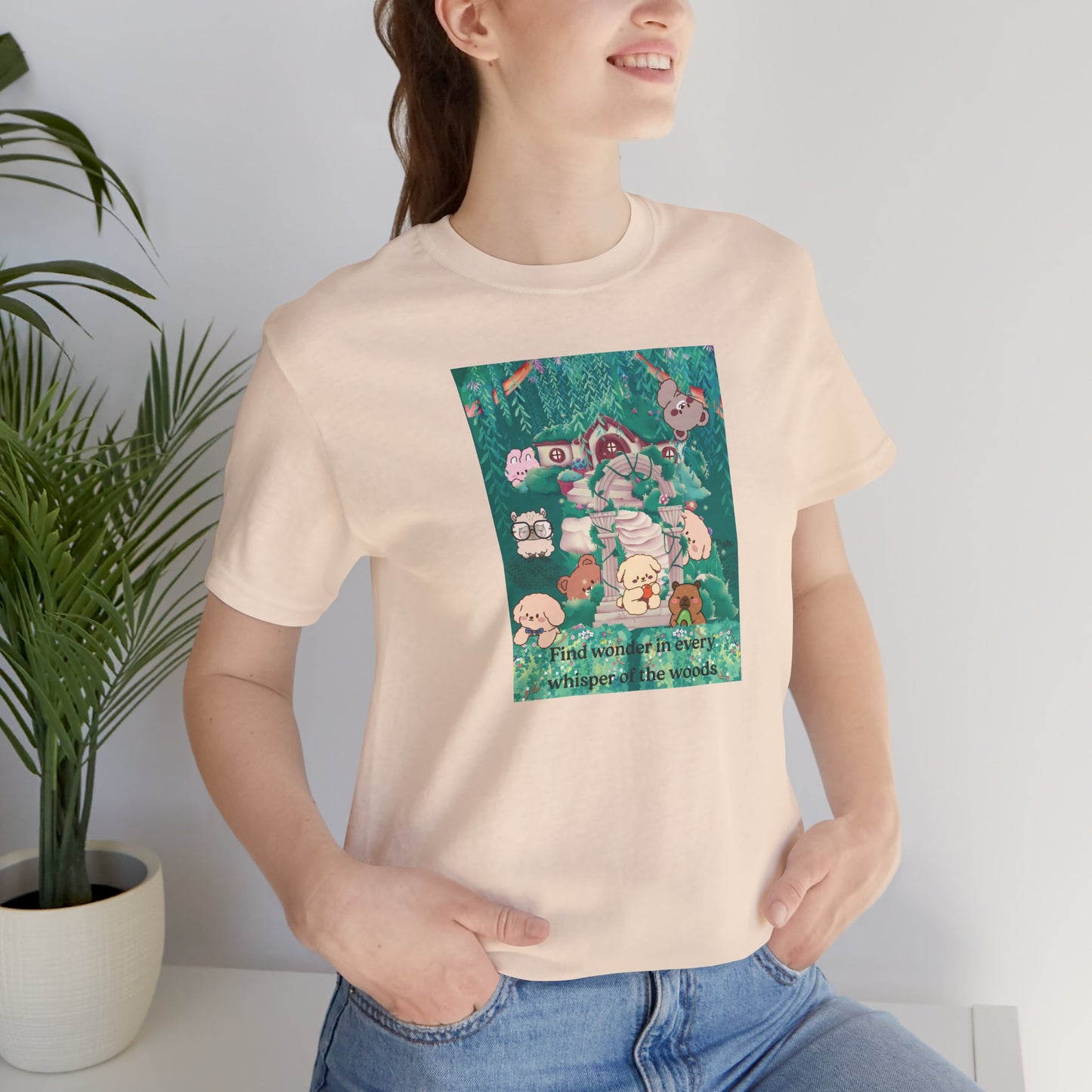 T-Shirt — 'Find Wonder in Every Whisper of the Woods' Cute Forest Animals Graphic Tee