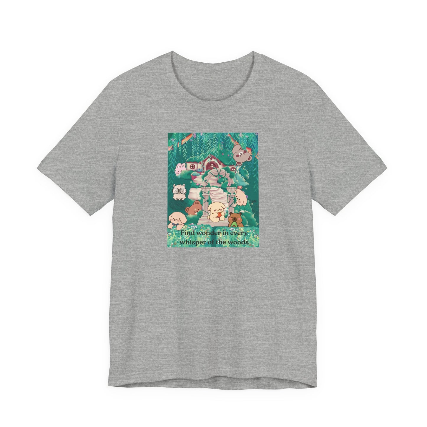 T-Shirt — 'Find Wonder in Every Whisper of the Woods' Cute Forest Animals Graphic Tee