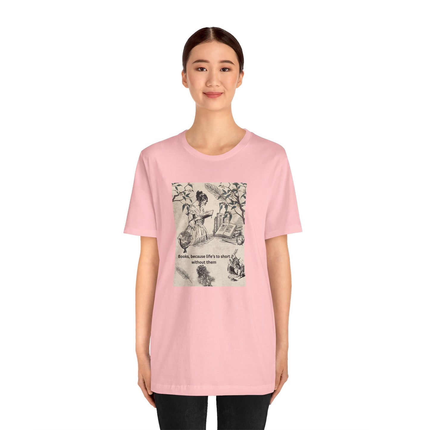Vintage Reading Tee — "Books, because life’s too short without them"