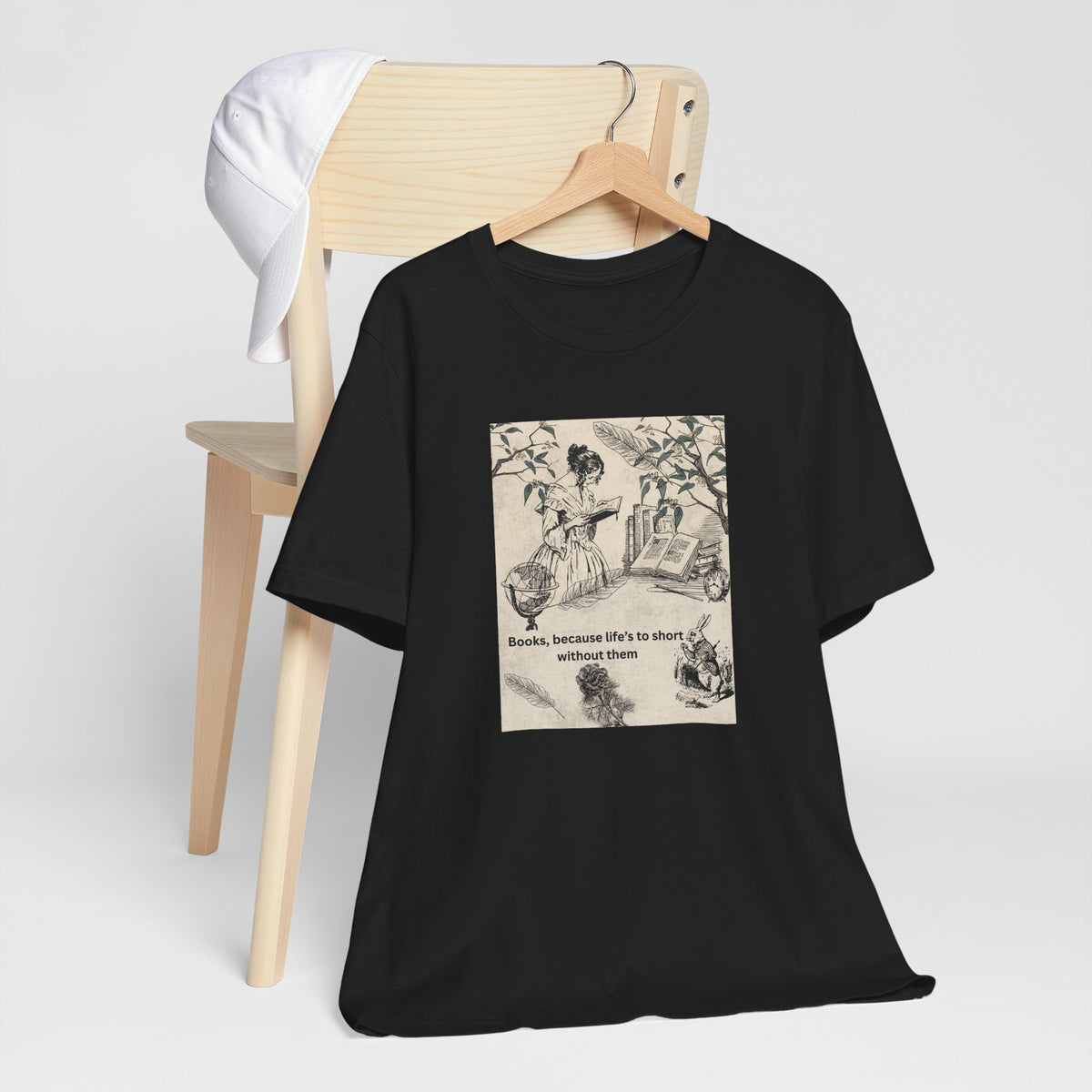 Vintage Reading Tee — "Books, because life’s too short without them"