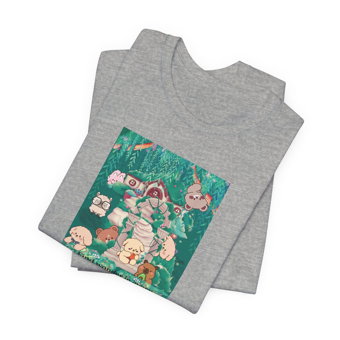 T-Shirt — 'Find Wonder in Every Whisper of the Woods' Cute Forest Animals Graphic Tee