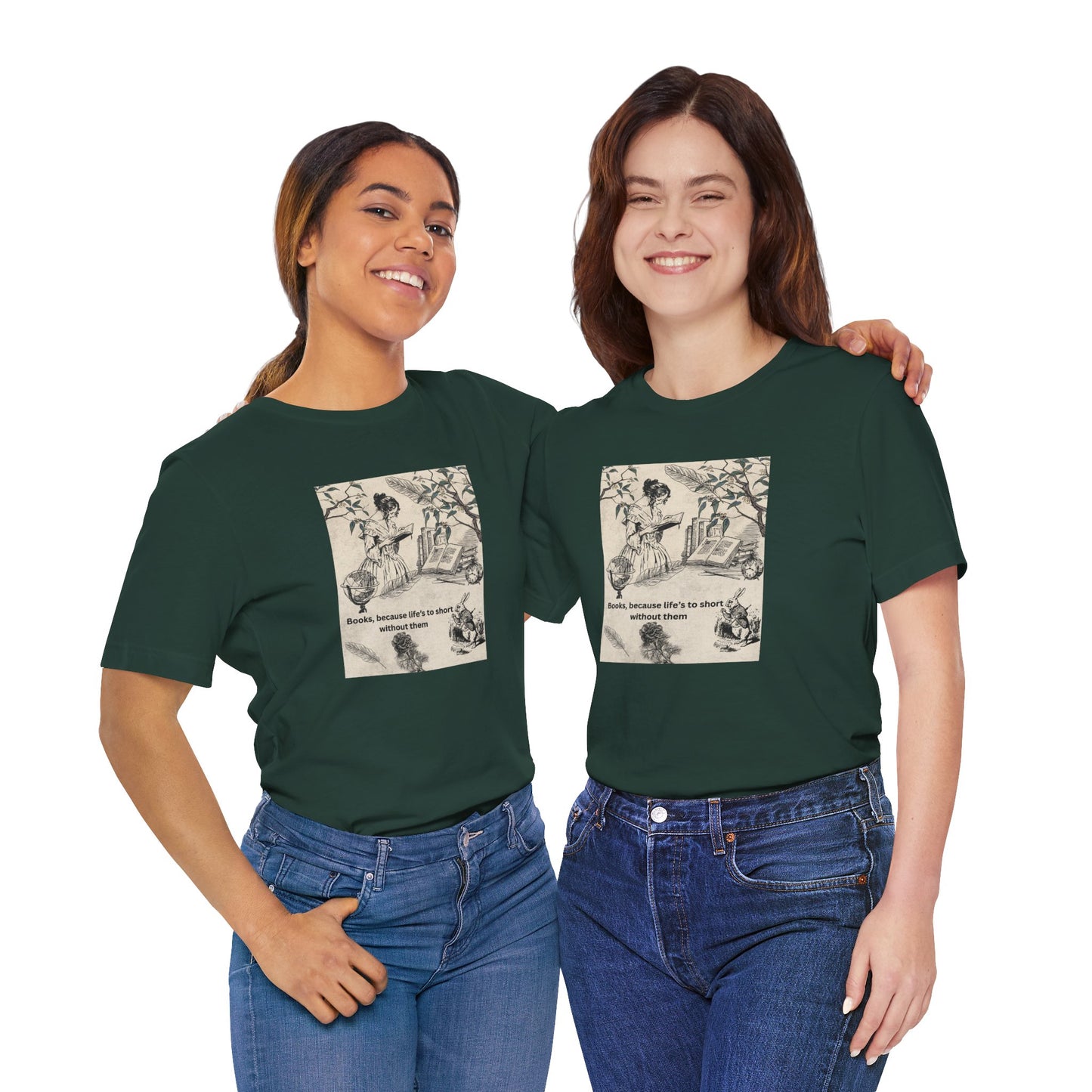Vintage Reading Tee — "Books, because life’s too short without them"