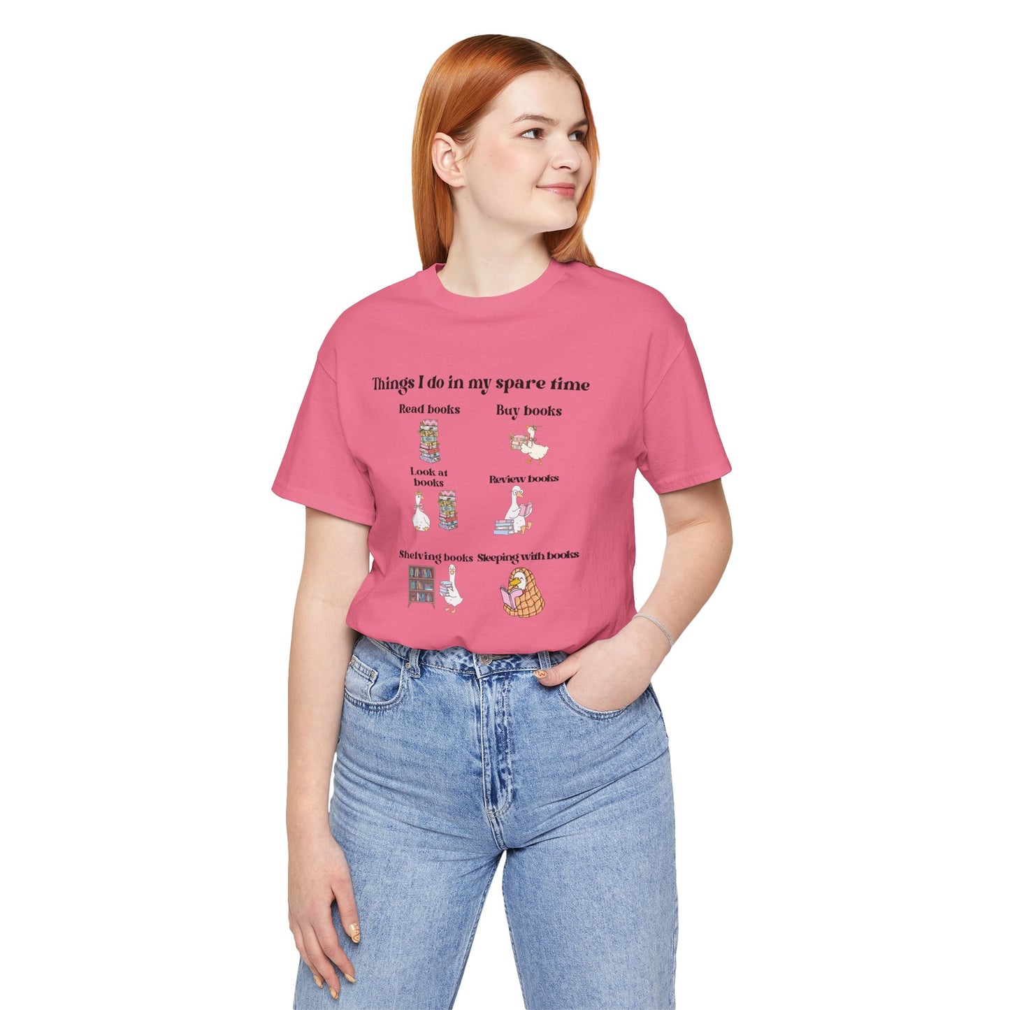 Book Lover T‑Shirt — "Things I Do in My Spare Time" Illustrated Reading Checklist