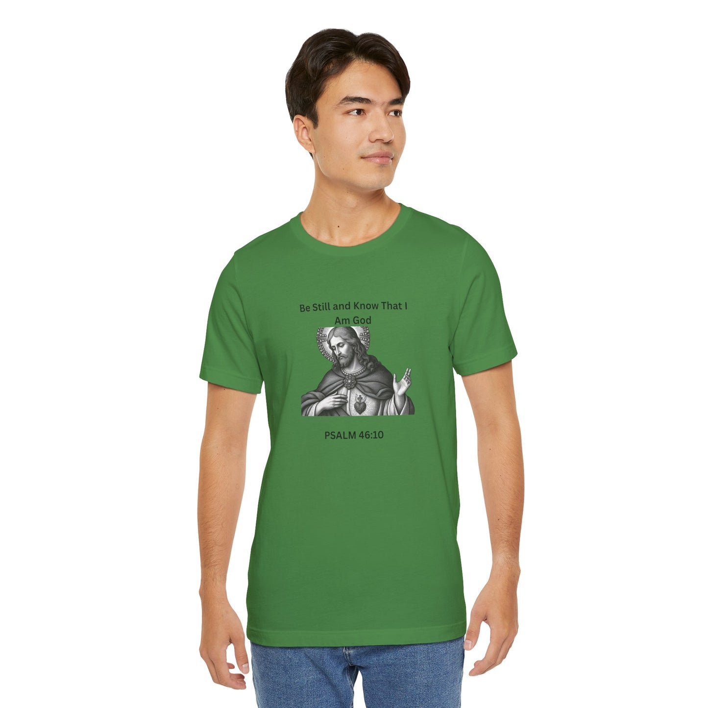 Religious T-Shirt — "Be Still and Know That I Am God" Psalm 46:10 Black and White Graphic Tee